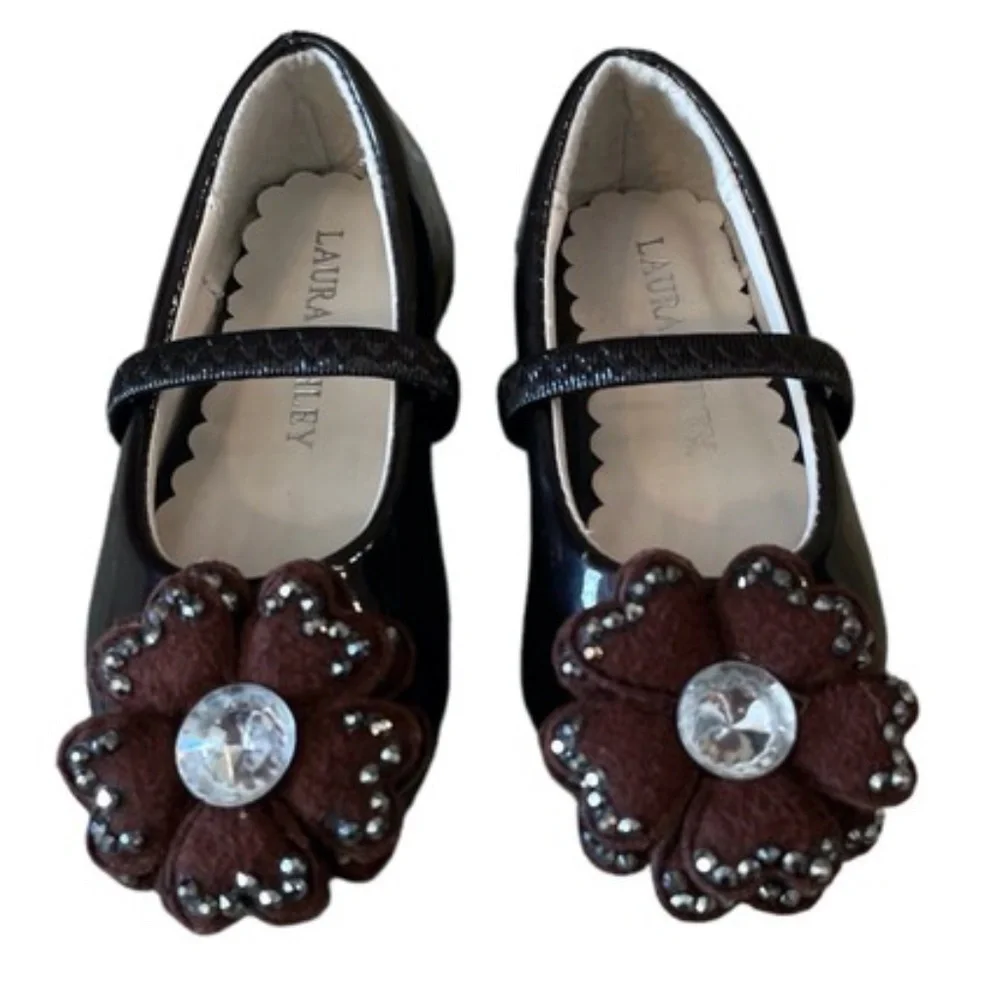Laura Ashley‎ Girls Brown Mary Jane Dress Shoes Toddler Size 5